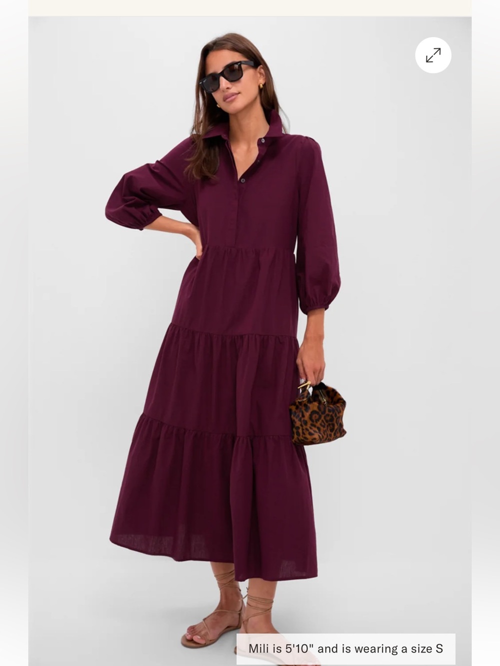 Cotton Mabel Maxi Dress in Winetasting Tiered Pockets Lined Button Down